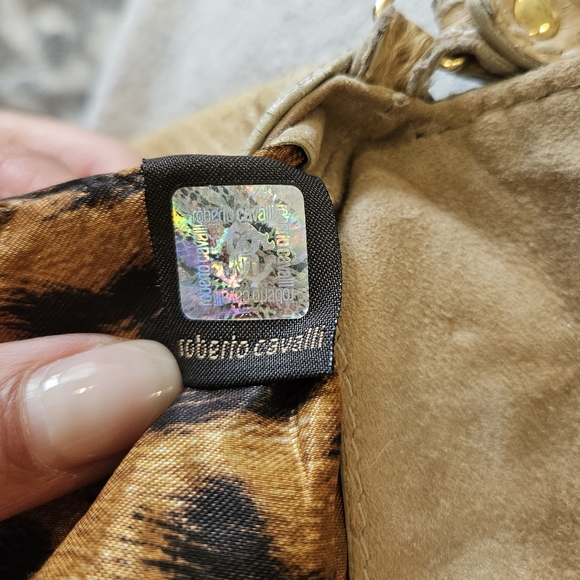 ROBERTO CAVALLI PYTHON CLUTCH WITH CRYSTAL ZEBRA CUFF BRACELET - Picture 9 of 11